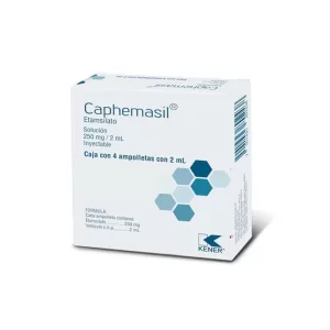 CAPHEMASIL (Etamsilato 250mg/2ml) C/4 Ampollas Solución Inyectable - KENER